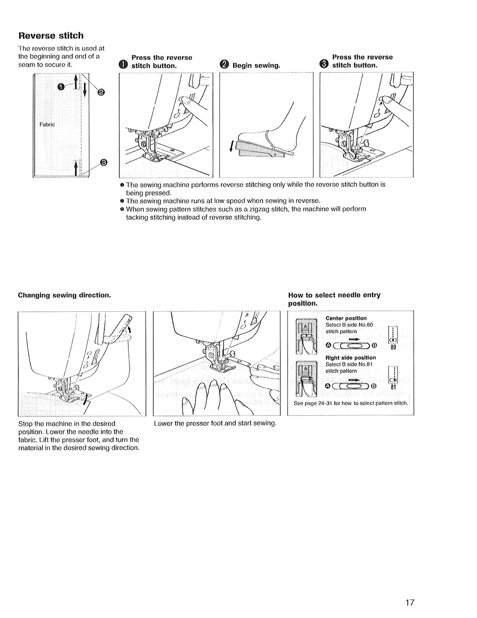 Reverse stitch | SINGER XL1 Quantum User Manual | Page 19 / 48