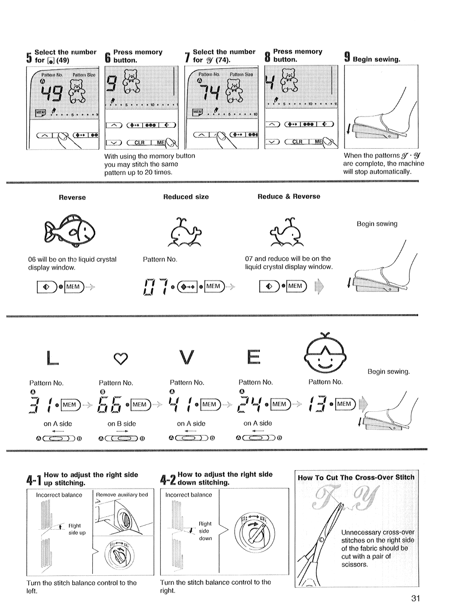 Reduced size, Reduce & reverse | SINGER XL1 Quantum User Manual | Page 33 / 48