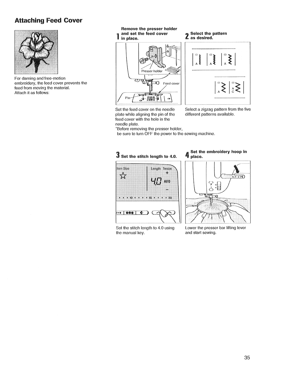 Attaching feed cover | SINGER XL1 Quantum User Manual | Page 37 / 48