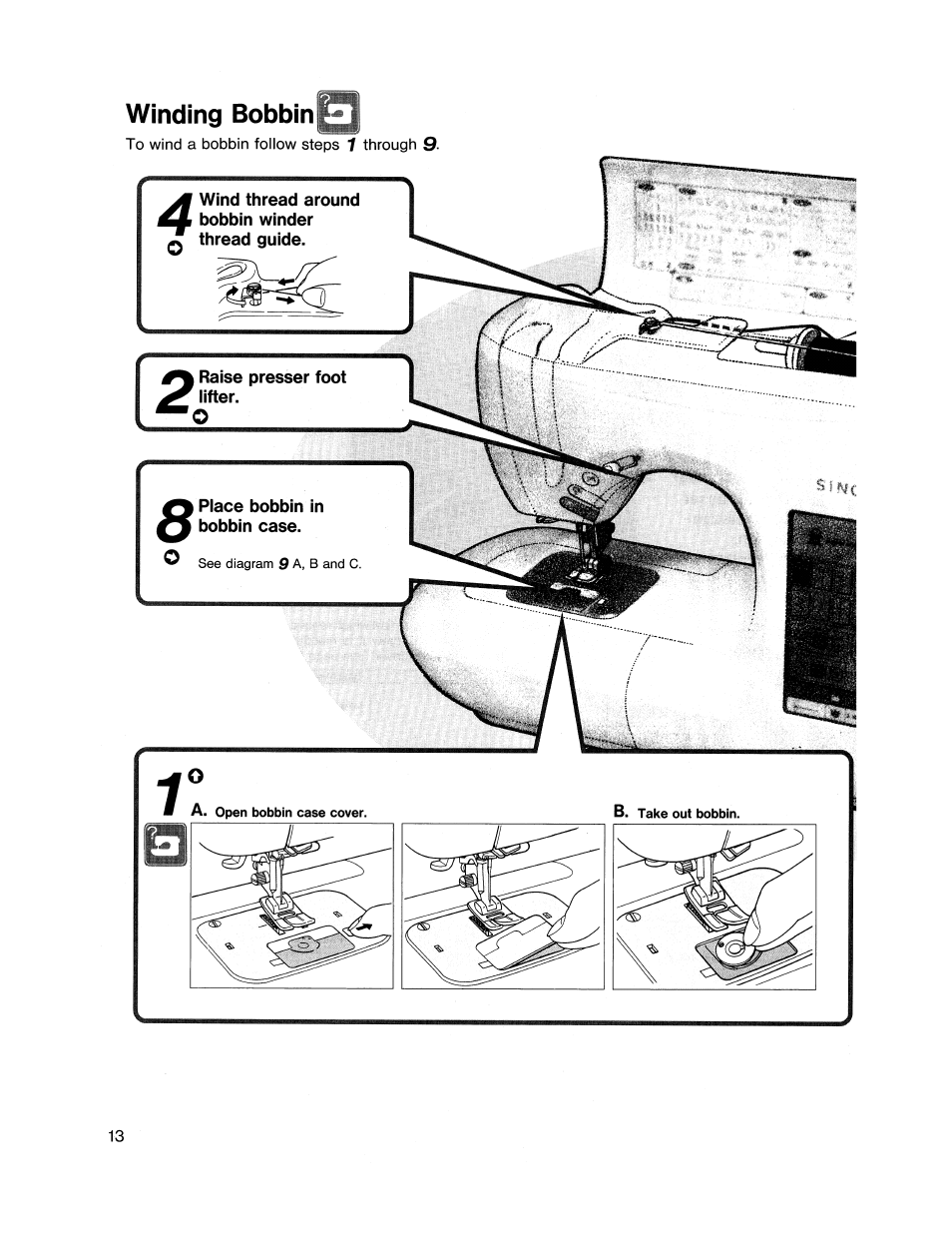 Winding bobbin | SINGER XL1000 Quantum User Manual | Page 14 / 118