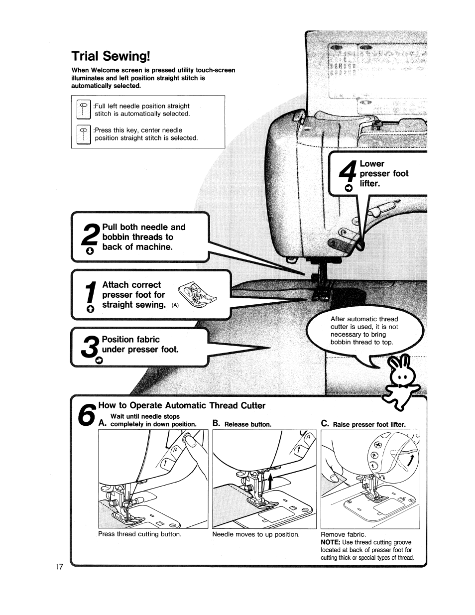 Trial sewing | SINGER XL1000 Quantum User Manual | Page 18 / 118