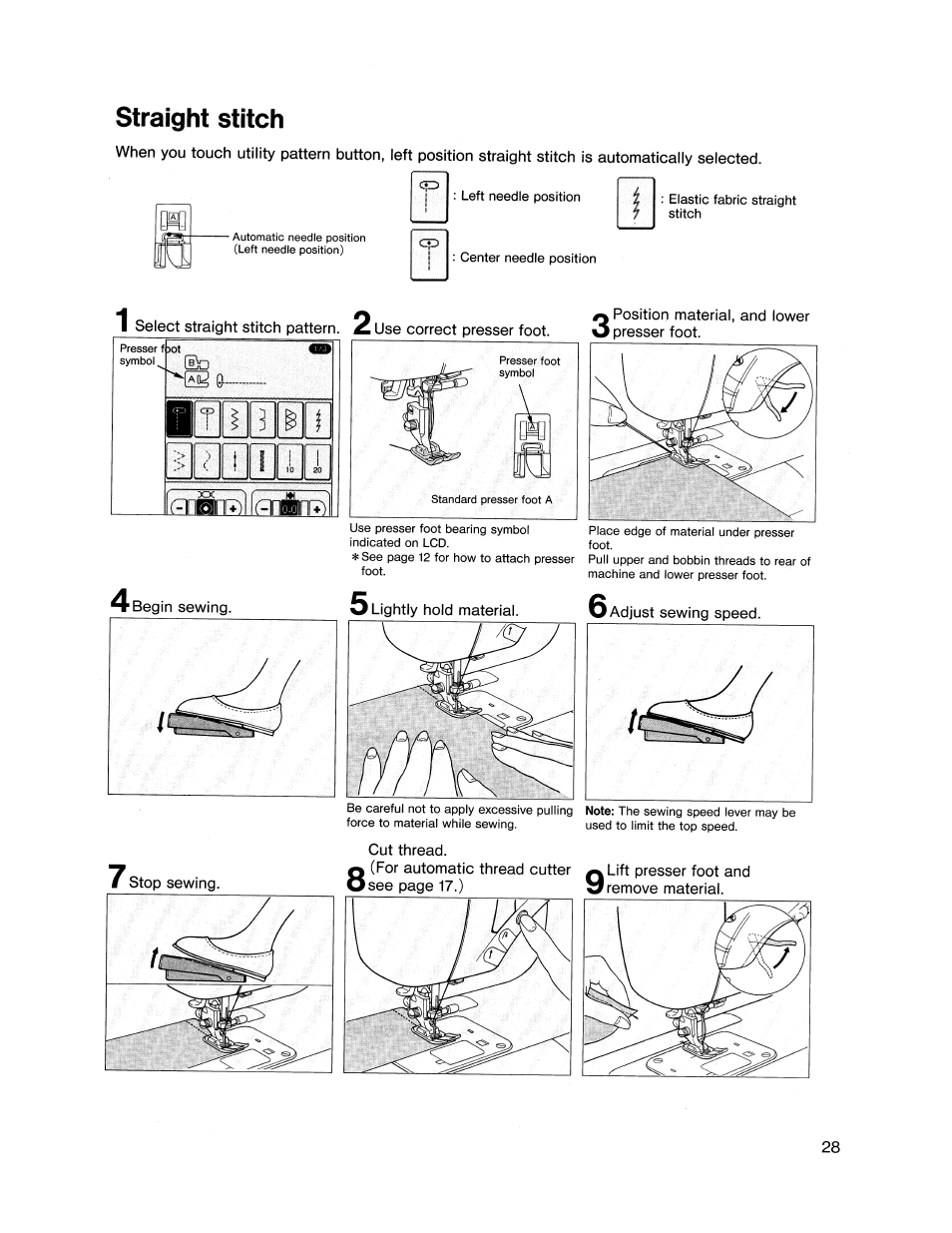 Straight stitch | SINGER XL1000 Quantum User Manual | Page 29 / 118