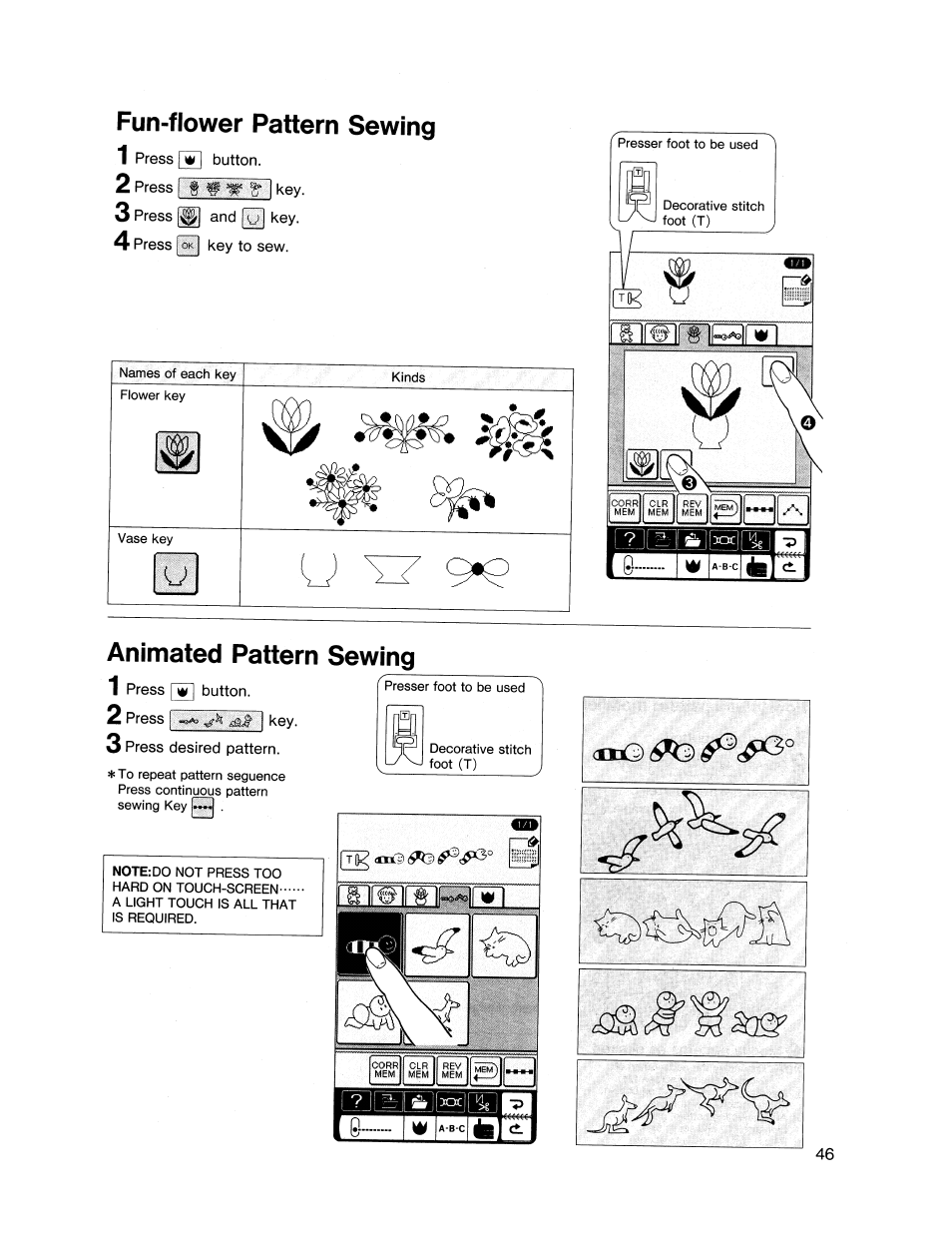 Animated pattern sewing, Fun-flower pattern sewing | SINGER XL1000 Quantum User Manual | Page 47 / 118