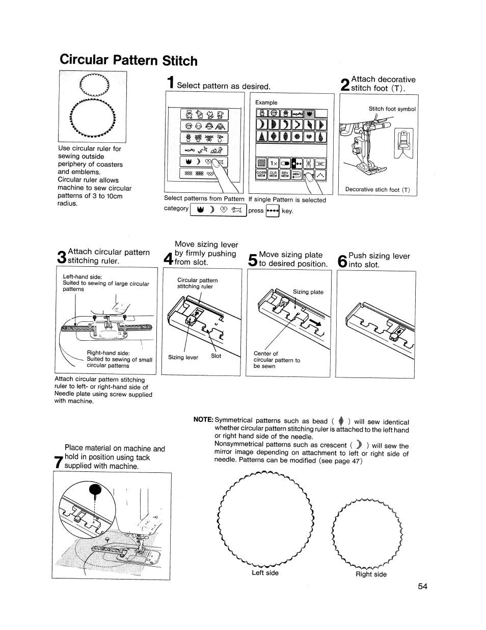 Circular pattern stitch | SINGER XL1000 Quantum User Manual | Page 55 / 118