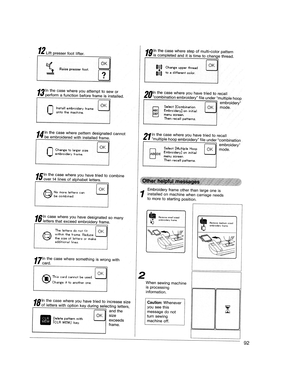 Other helpful messages | SINGER XL1000 Quantum User Manual | Page 93 / 118