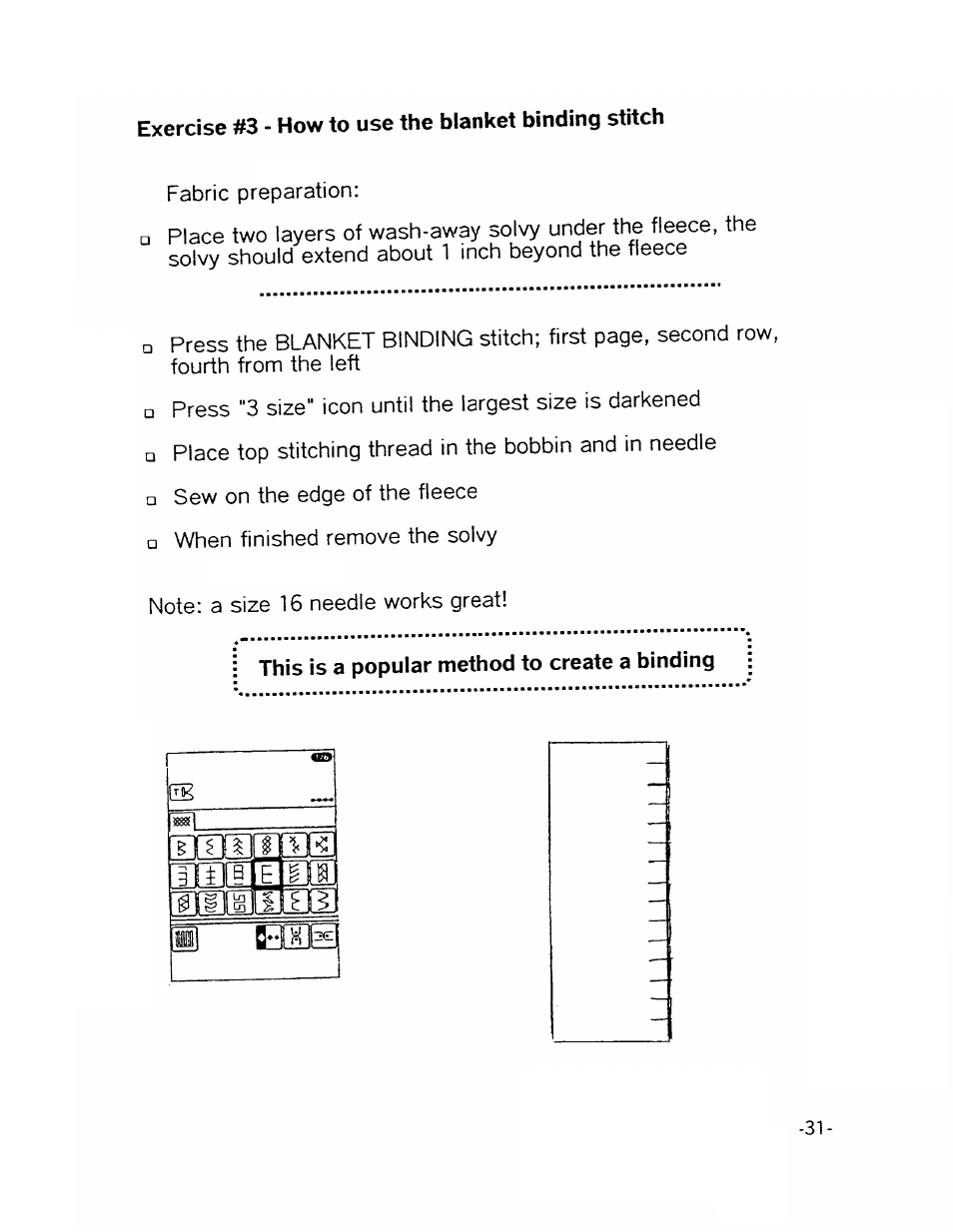 This is a popular method to create a binding, G is, Iieii | Ml tthflfn, Ii d | SINGER XL1000-WORKBOOK Quantum User Manual | Page 34 / 68