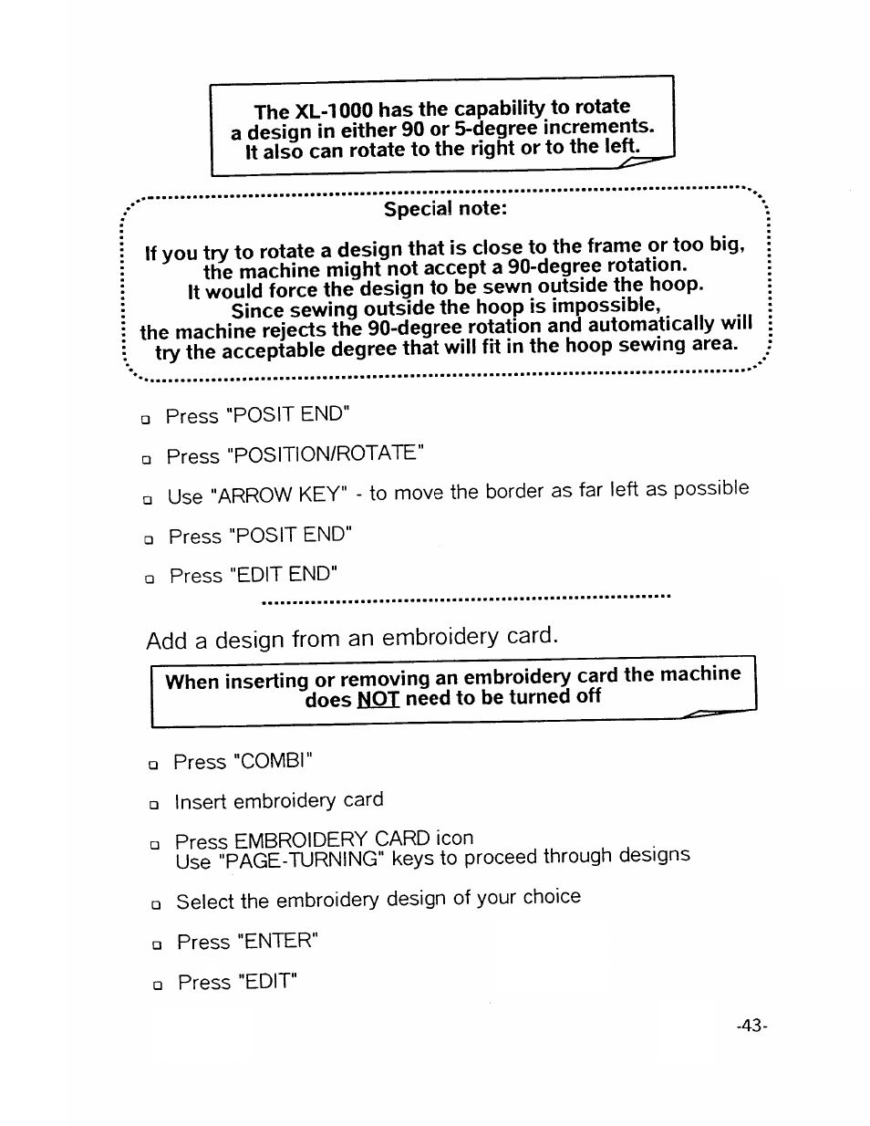 Add a design from an embroidery card | SINGER XL1000-WORKBOOK Quantum User Manual | Page 46 / 68