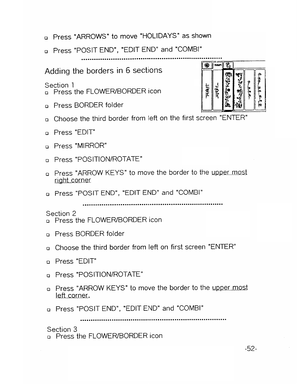 Adding the borders in 6 sections | SINGER XL1000-WORKBOOK Quantum User Manual | Page 55 / 68