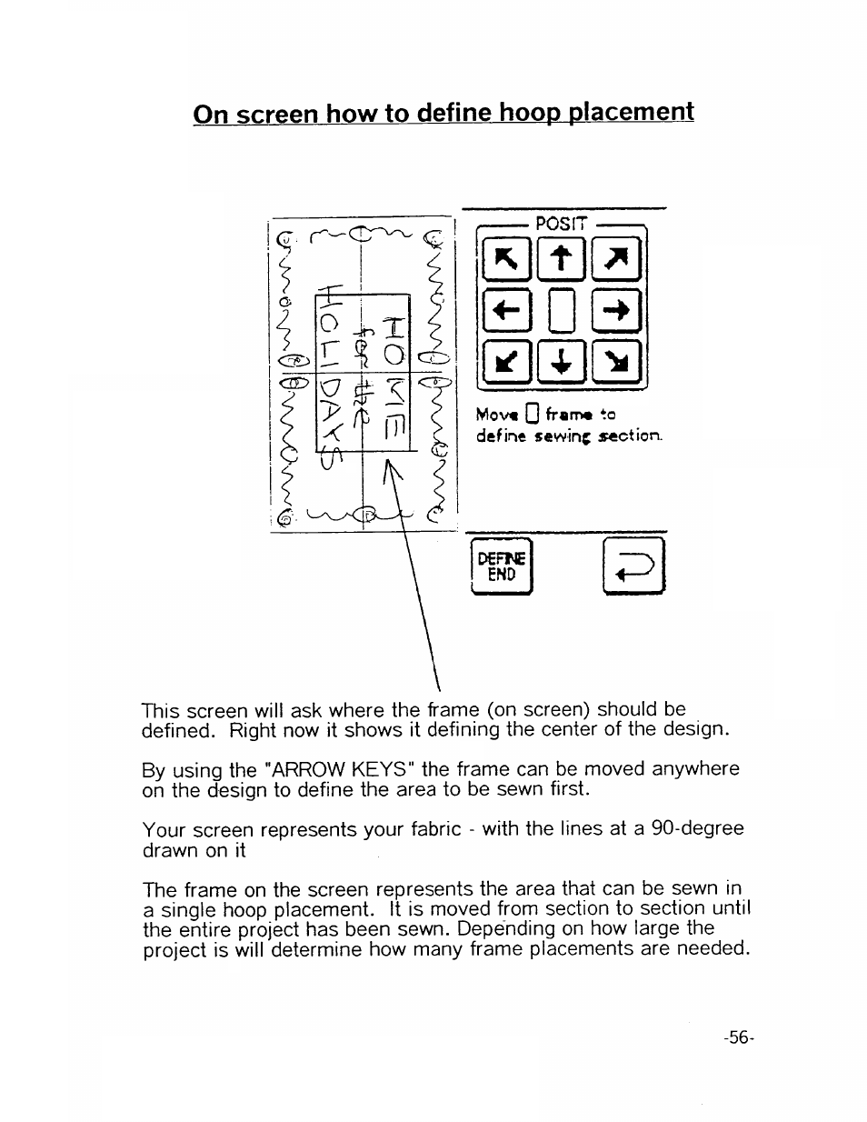 On screen how to define hoop placement | SINGER XL1000-WORKBOOK Quantum User Manual | Page 59 / 68