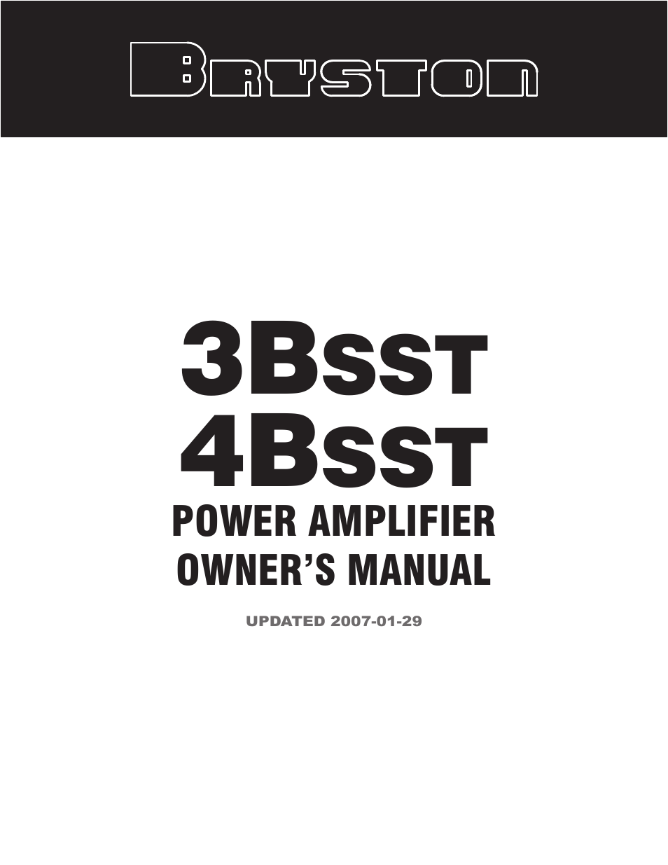 Bryston 4BSST User Manual | 8 pages