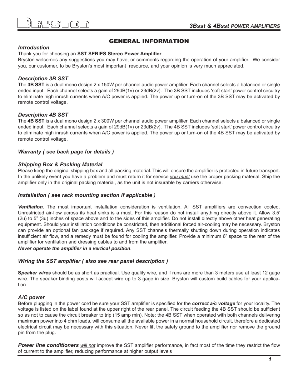 Bryston 4BSST User Manual | Page 2 / 8