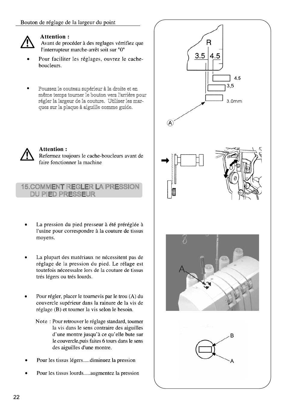 Comment regler la pression du pied presseur | SINGER 850SCH SCHOLASTIC COMBO User Manual | Page 200 / 230