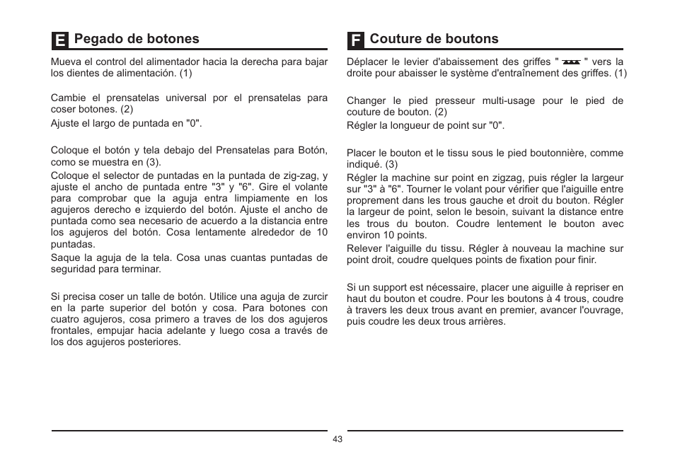 Pegado de botones couture de boutons | SINGER 850SCH SCHOLASTIC COMBO User Manual | Page 51 / 230