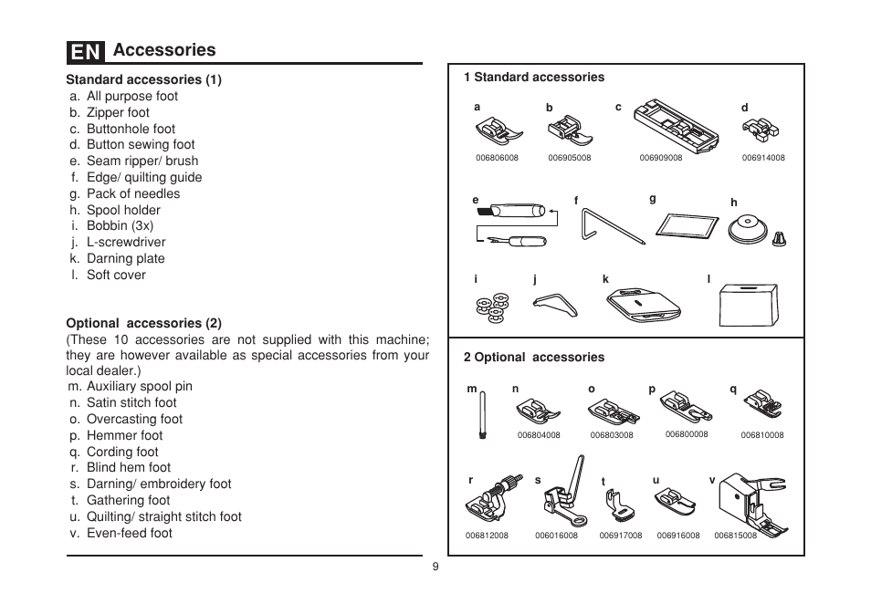Accessories | SINGER 3229 SIMPLE User Manual | Page 16 / 62