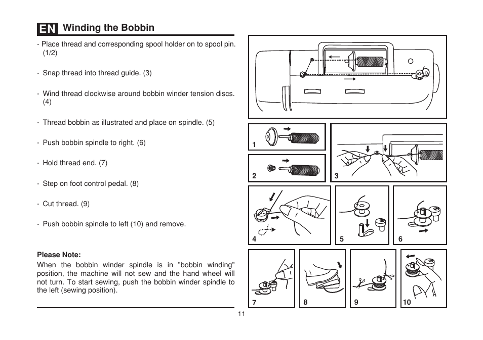 Winding the bobbin | SINGER 3229 SIMPLE User Manual | Page 18 / 62