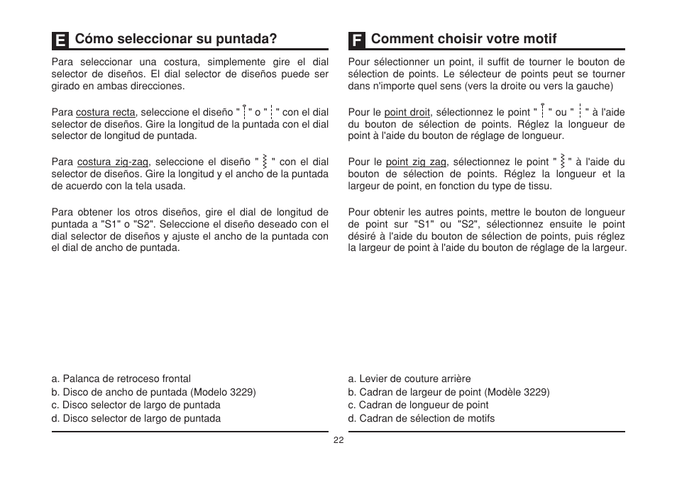 Cómo seleccionar su puntada, Comment choisir votre motif | SINGER 3229 SIMPLE User Manual | Page 29 / 62