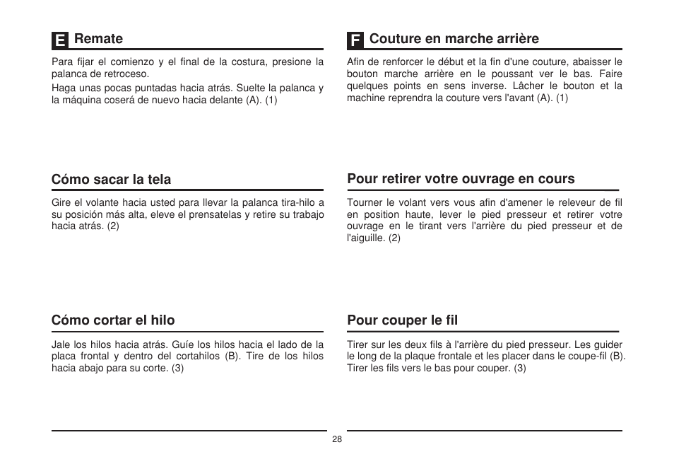 Remate cómo sacar la tela cómo cortar el hilo | SINGER 3229 SIMPLE User Manual | Page 35 / 62