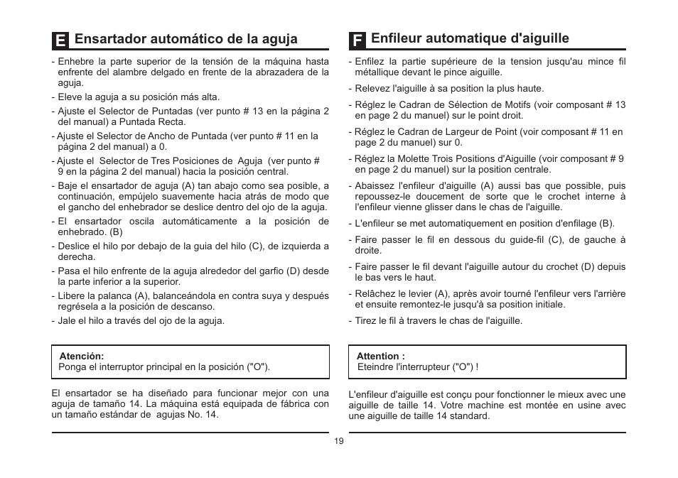 Ensartador automático de la aguja, Enfileur automatique d'aiguille | SINGER 4432 HEAVY DUTY Instruction Manual User Manual | Page 26 / 66