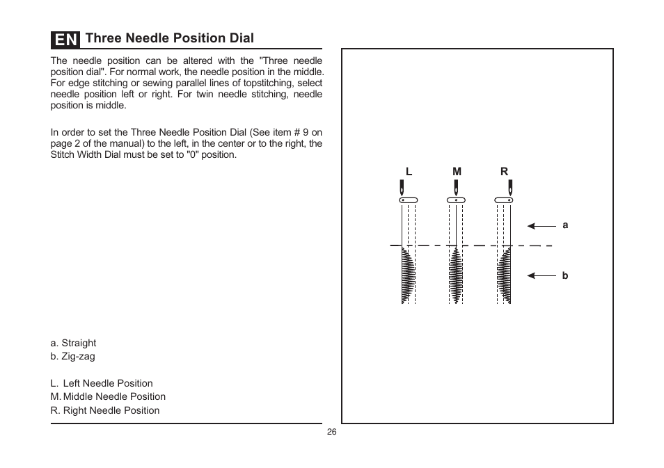 Three needle position dial | SINGER 4432 HEAVY DUTY Instruction Manual User Manual | Page 33 / 66