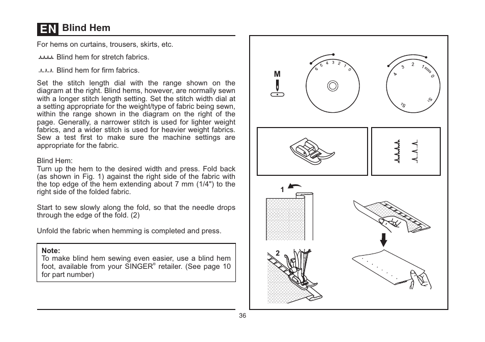 Blind hem | SINGER 4432 HEAVY DUTY Instruction Manual User Manual | Page 43 / 66