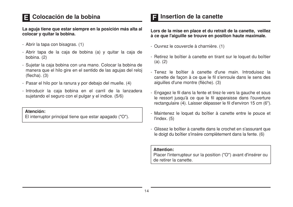 Colocación de la bobina, Insertion de la canette | SINGER 2273 ESTEEM II Instruction Manual User Manual | Page 21 / 62
