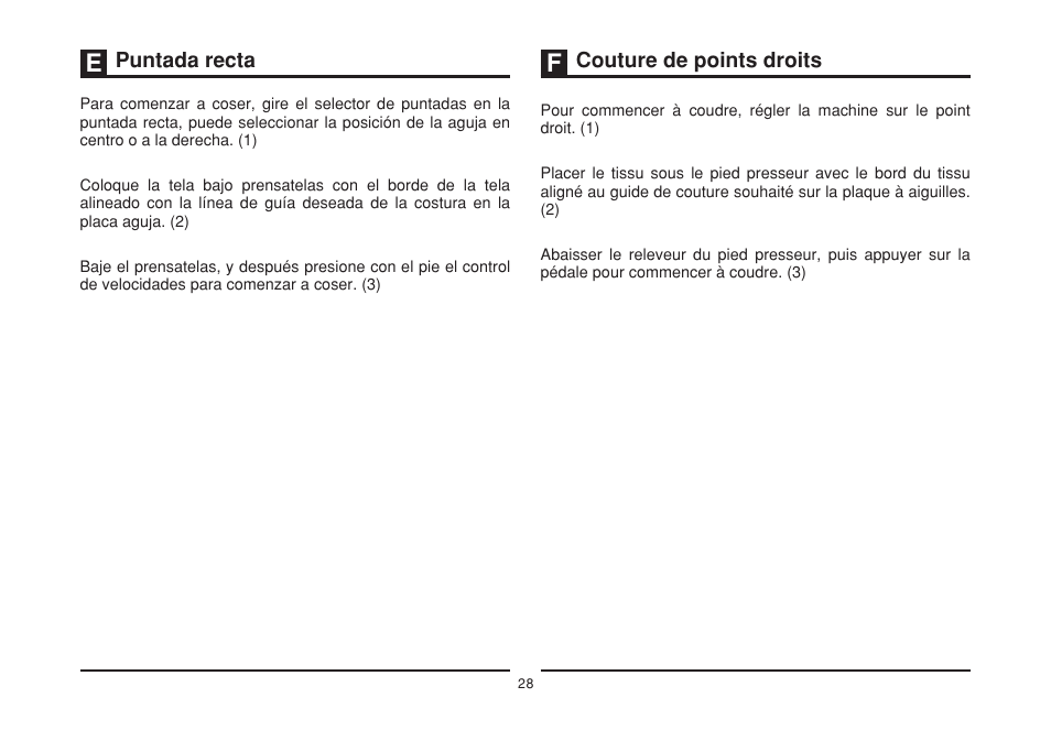 Puntada recta, Couture de points droits | SINGER 2273 ESTEEM II Instruction Manual User Manual | Page 35 / 62