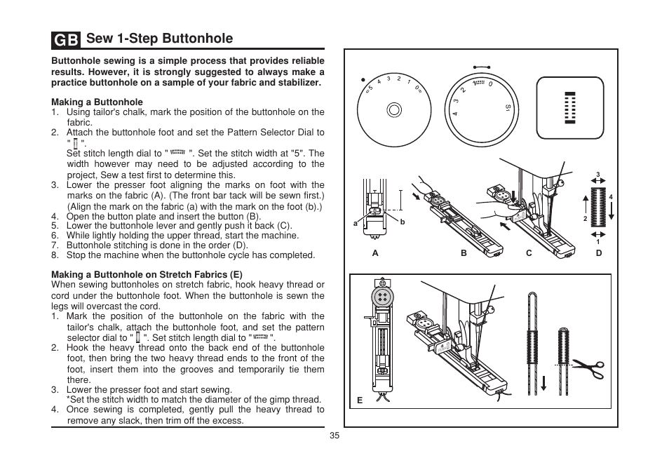 Sew 1-step buttonhole | SINGER 2273 ESTEEM II Instruction Manual User Manual | Page 42 / 62