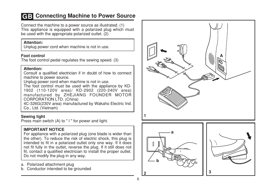 Connecting machine to power source | SINGER 2277 TRADITION Instruction Manual User Manual | Page 13 / 62