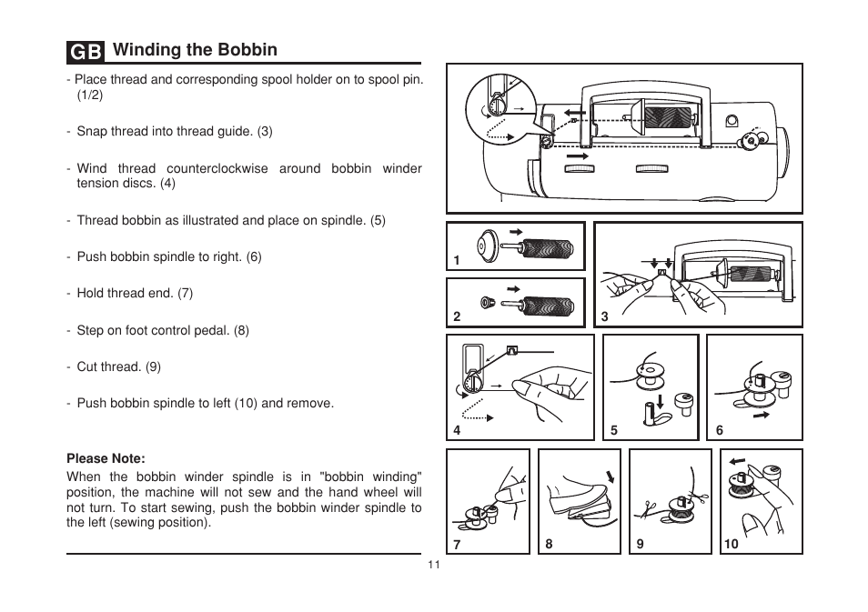 Winding the bobbin | SINGER 2277 TRADITION Instruction Manual User Manual | Page 18 / 62