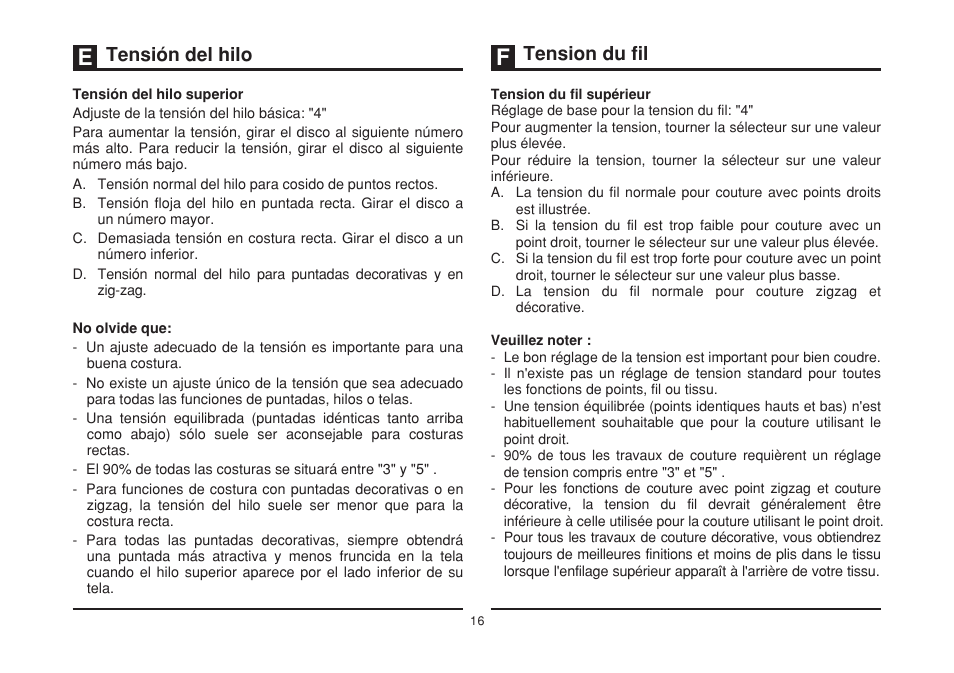 Tensión del hilo, Tension du fil | SINGER 2277 TRADITION Instruction Manual User Manual | Page 23 / 62