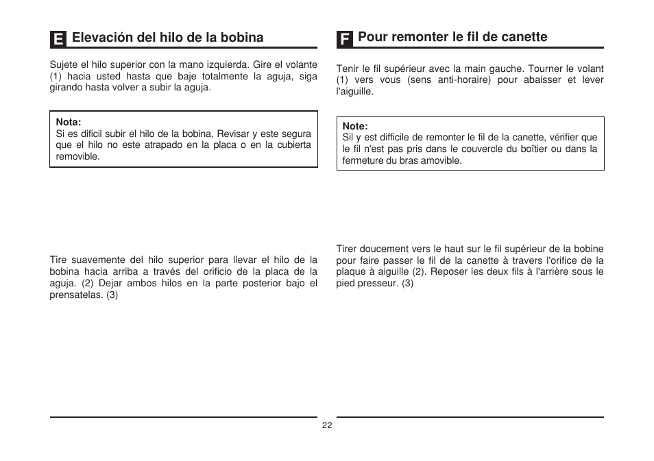 Elevación del hilo de la bobina, Pour remonter le fil de canette | SINGER 2277 TRADITION Instruction Manual User Manual | Page 29 / 62