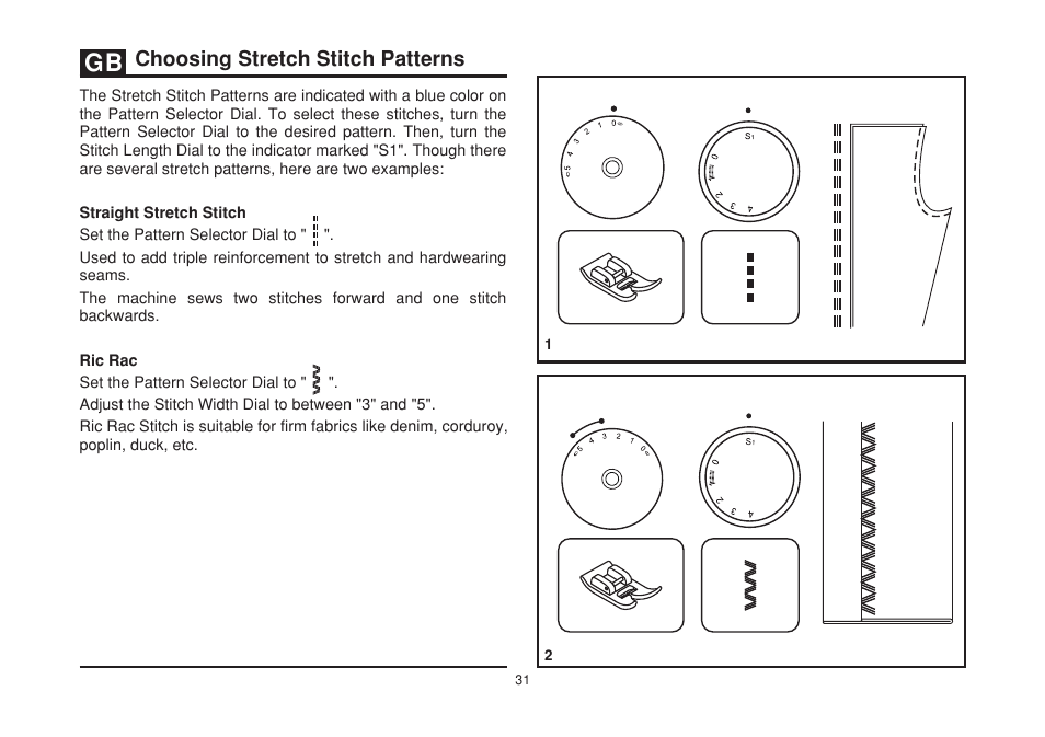 Choosing stretch stitch patterns | SINGER 2277 TRADITION Instruction Manual User Manual | Page 38 / 62