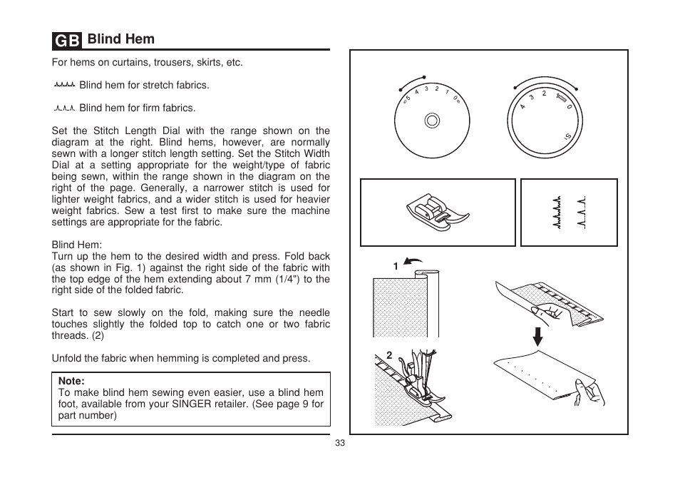 Blind hem | SINGER 2277 TRADITION Instruction Manual User Manual | Page 40 / 62