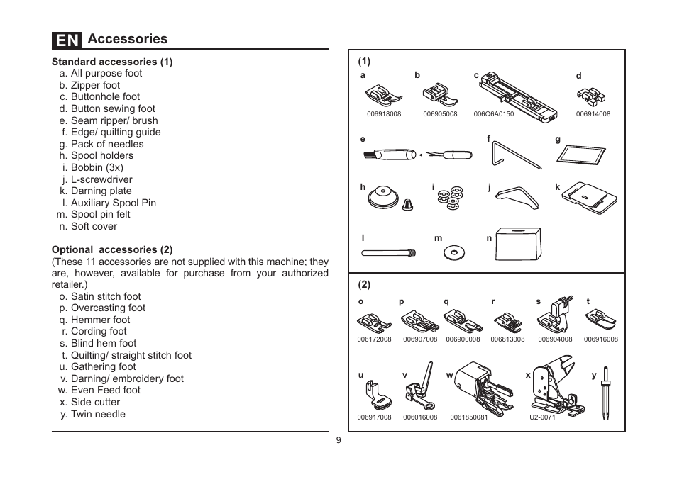 Accessories | SINGER 3323 TALENT Instruction Manual User Manual | Page 16 / 70