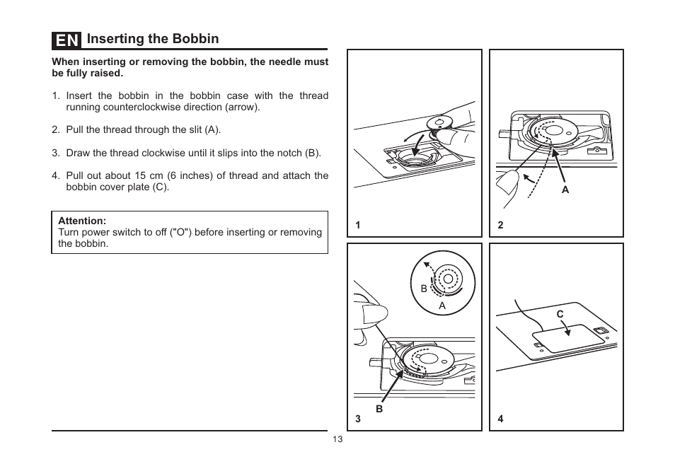 Inserting the bobbin | SINGER 3323 TALENT Instruction Manual User Manual | Page 20 / 70