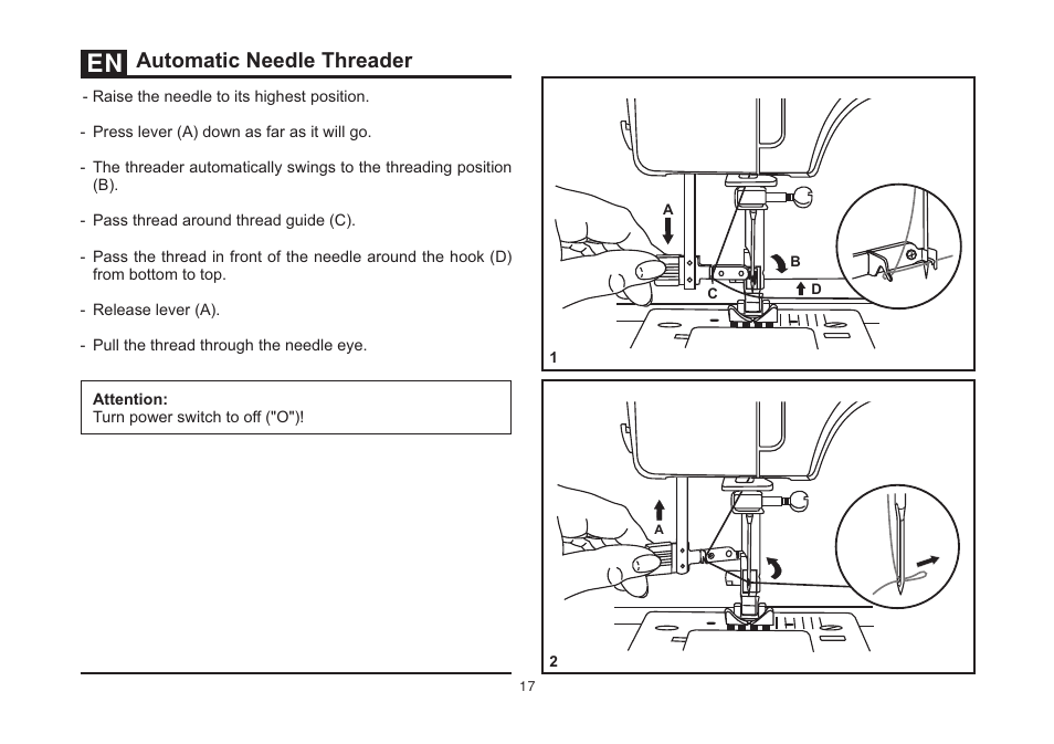 Automatic needle threader | SINGER 3323 TALENT Instruction Manual User Manual | Page 24 / 70