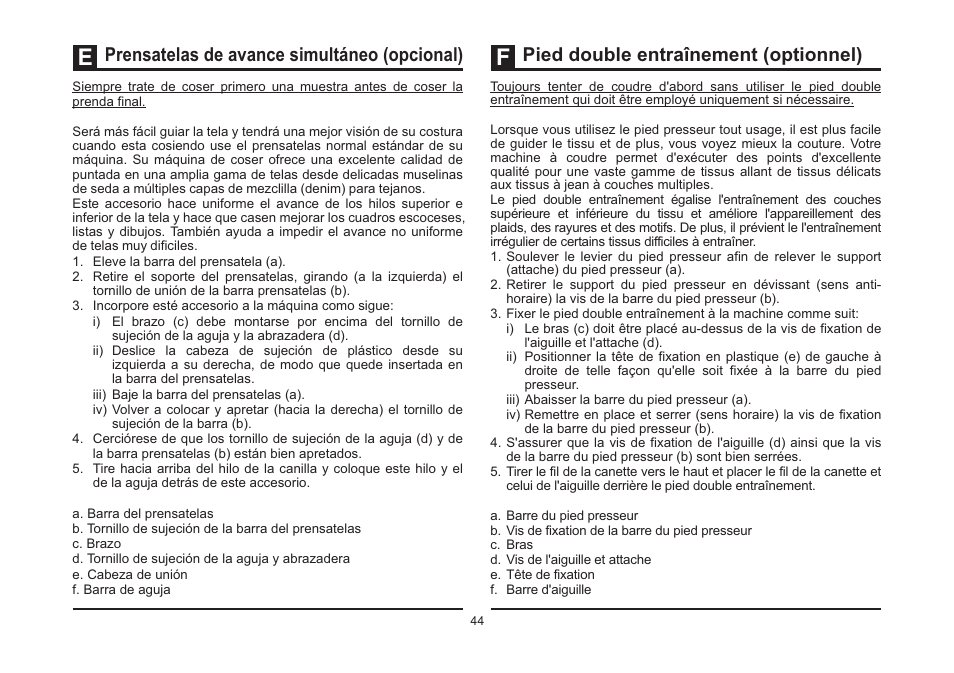 Pied double entraînement (optionnel), Prensatelas de avance simultáneo (opcional) | SINGER 3323 TALENT Instruction Manual User Manual | Page 51 / 70