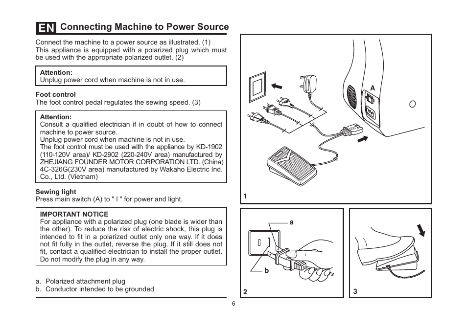 Connecting machine to power source | SINGER 3323S TALENT Instruction Manual User Manual | Page 13 / 70