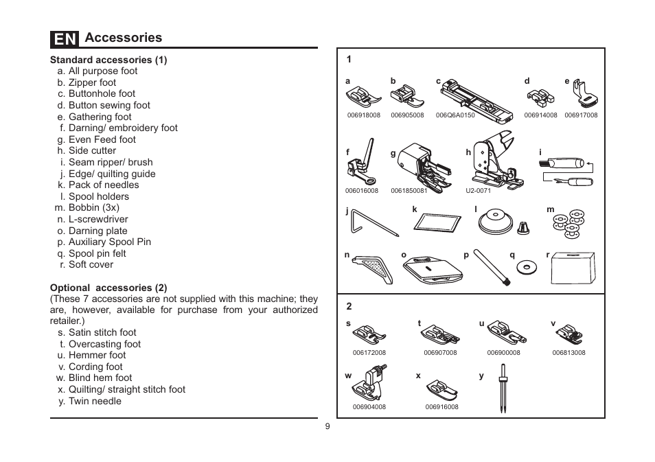 Accessories | SINGER 3323S TALENT Instruction Manual User Manual | Page 16 / 70