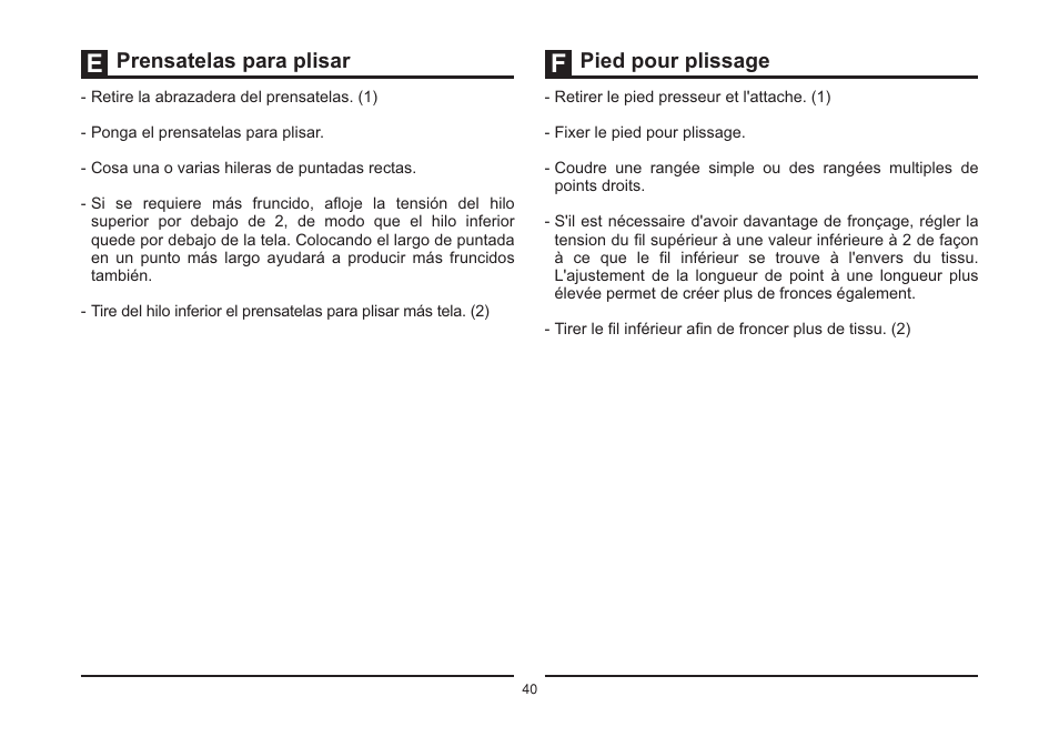 Prensatelas para plisar pied pour plissage | SINGER 3323S TALENT Instruction Manual User Manual | Page 47 / 70
