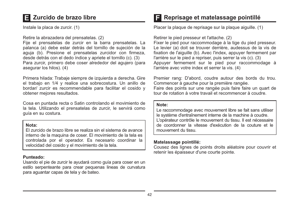 Zurcido de brazo libre, Reprisage et matelassage pointillé | SINGER 3323S TALENT Instruction Manual User Manual | Page 49 / 70