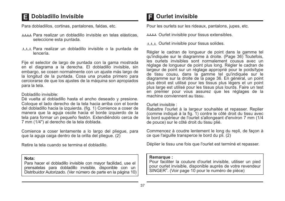 Dobladillo invisible ourlet invisible | SINGER 5532 HEAVY DUTY STUDIO User Manual | Page 44 / 67