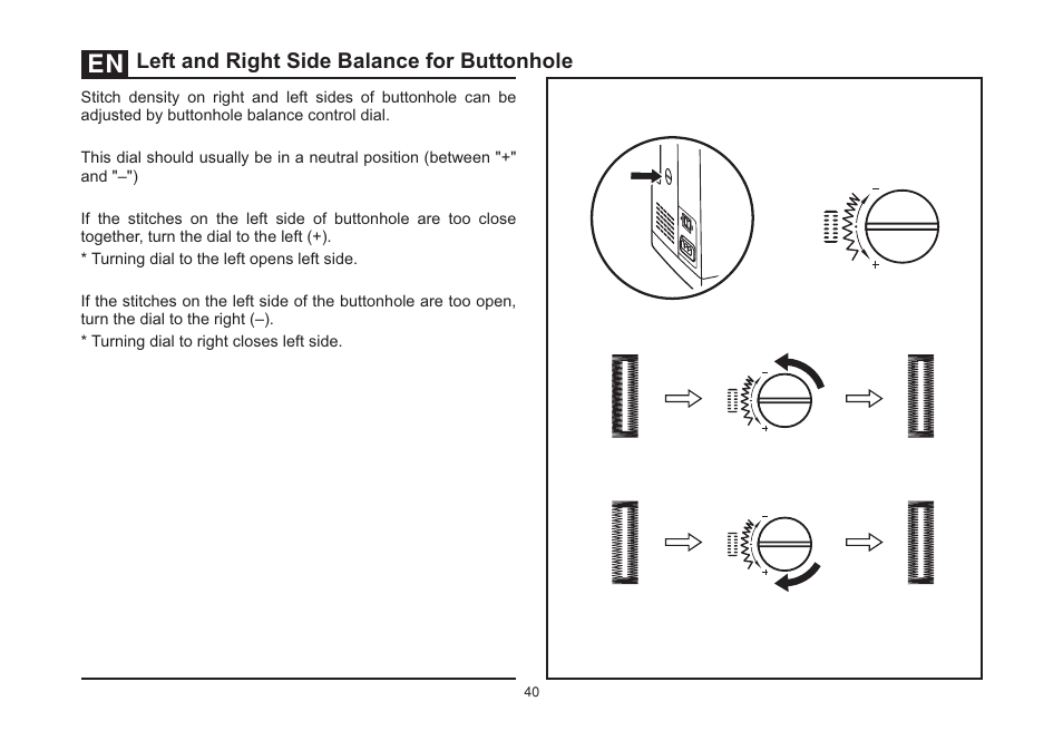Left and right side balance for buttonhole | SINGER 5532 HEAVY DUTY STUDIO User Manual | Page 47 / 67