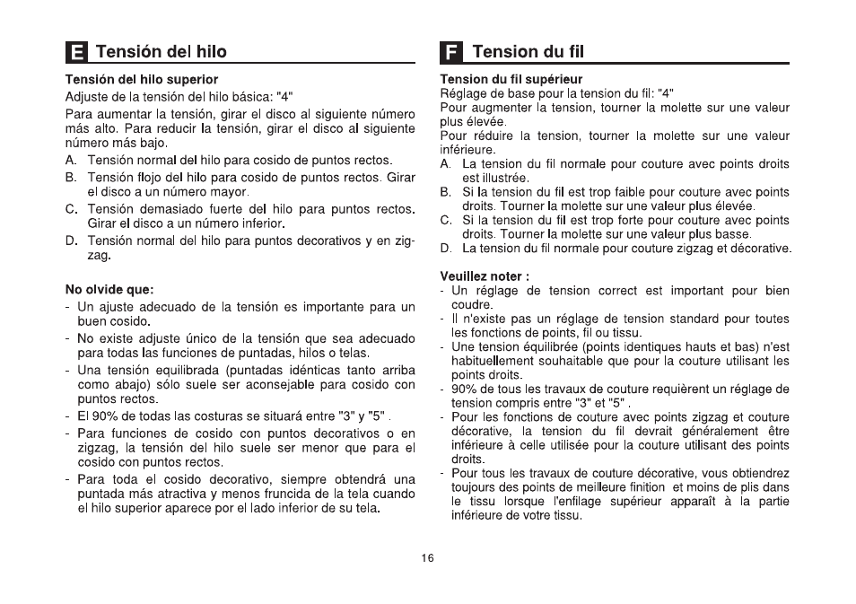 Tensión del hilo superior, No olvide que, Tension du fil supérieur | Veuillez noter, Tensión del hilo tension du fil | SINGER 2250 TRADITION User Manual | Page 23 / 58