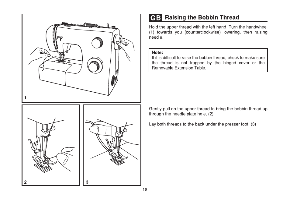 Itjzi raising the bobbin thread, Raising the bobbin thread | SINGER 2250 TRADITION User Manual | Page 26 / 58