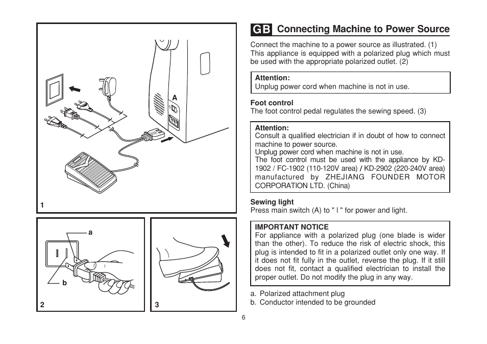Connecting machine to power source | SINGER 2263 SIMPLE Instruction Manual User Manual | Page 13 / 62