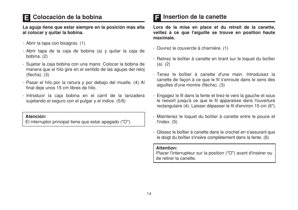 Colocación de la bobina, Insertion de la canette | SINGER 2263 SIMPLE Instruction Manual User Manual | Page 21 / 62