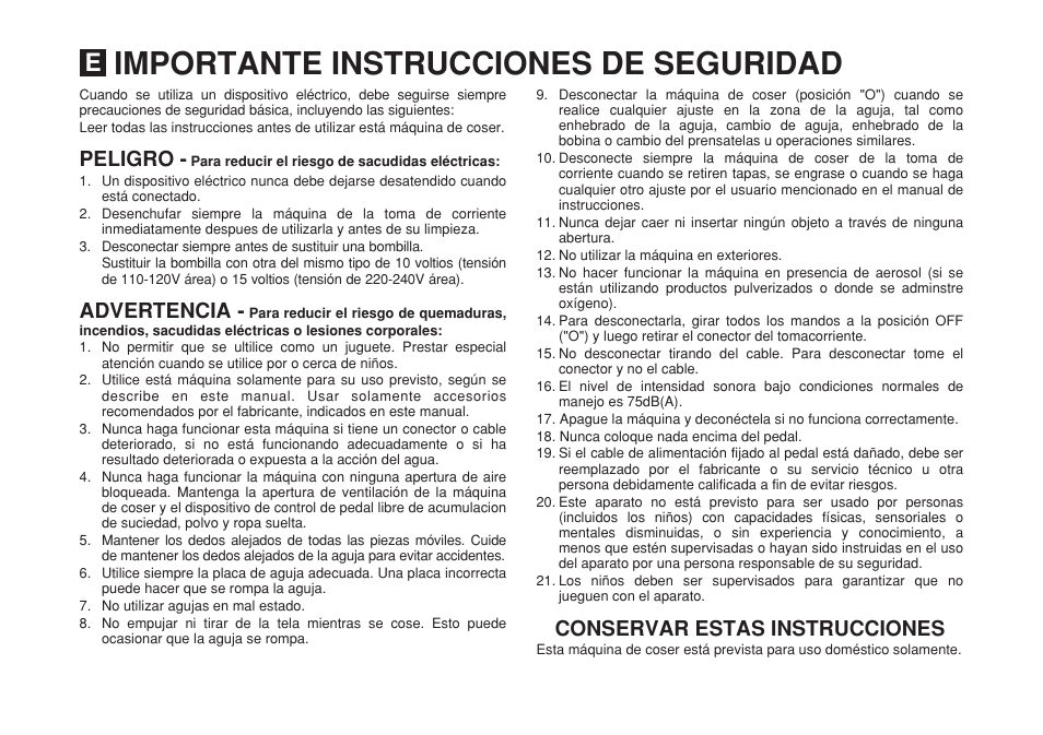Importante instrucciones de seguridad | SINGER 2263 SIMPLE Instruction Manual User Manual | Page 3 / 62