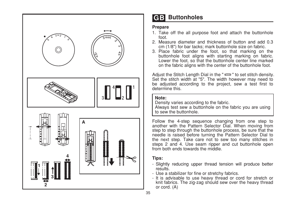Buttonholes | SINGER 2263 SIMPLE Instruction Manual User Manual | Page 42 / 62