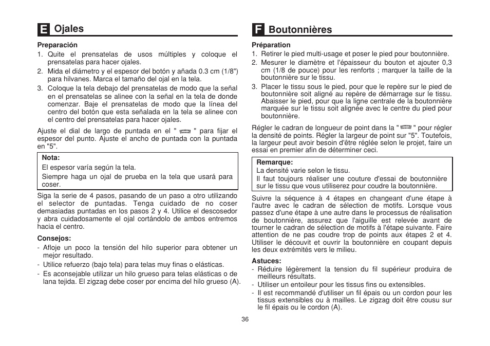 Ojales, Boutonnières | SINGER 2263 SIMPLE Instruction Manual User Manual | Page 43 / 62